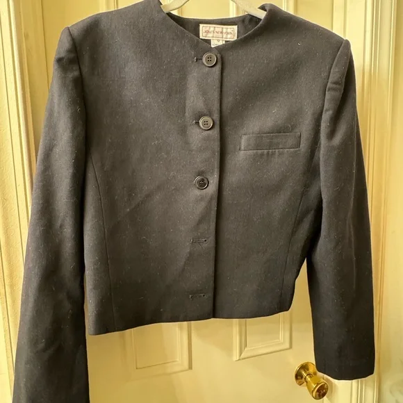 Vintage Jones New York Black Button-Up Blazer Size 12-wool - Picture 1 of 2
